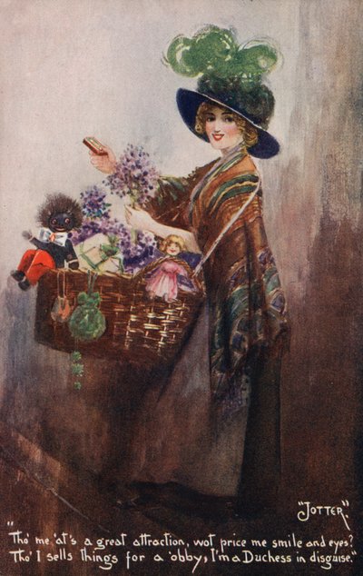 Girl Selling Flowers and Toys by English School